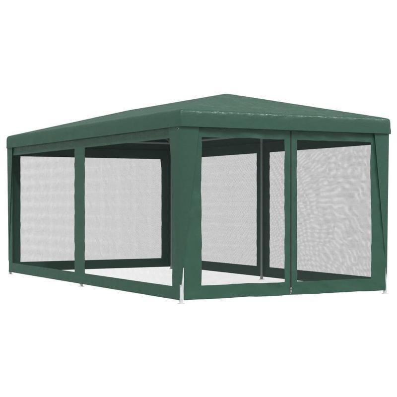 Party tent with 6 mesh side walls Green 3x6m HDPE