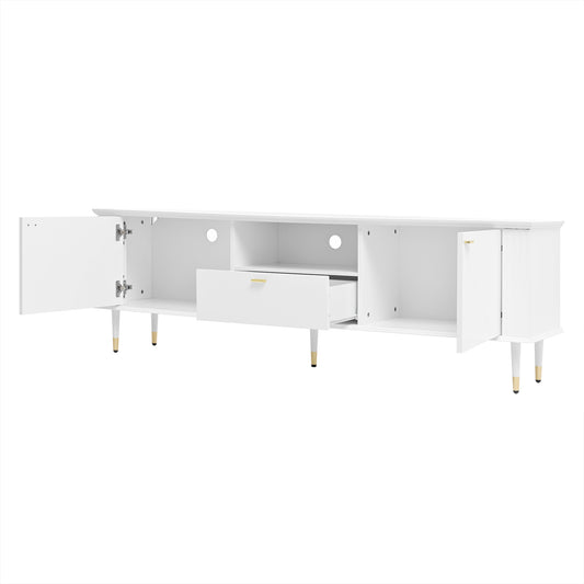 TV Lowboard – Tv Meubel – Mediameubel – Kast – Onderkast – Wit Met Gouden Accenten – Soft-Close Deuren – Kabelmanagement & Verstelbare Pootjes 170x36x54,5 cm