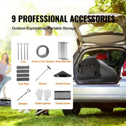 Campingkachel – Outdoor Oven – Draagbare Kachel – Kampeerkachel – Roestvrij Staal – Grote Vuurkist – Meegeleverde Handschoenen