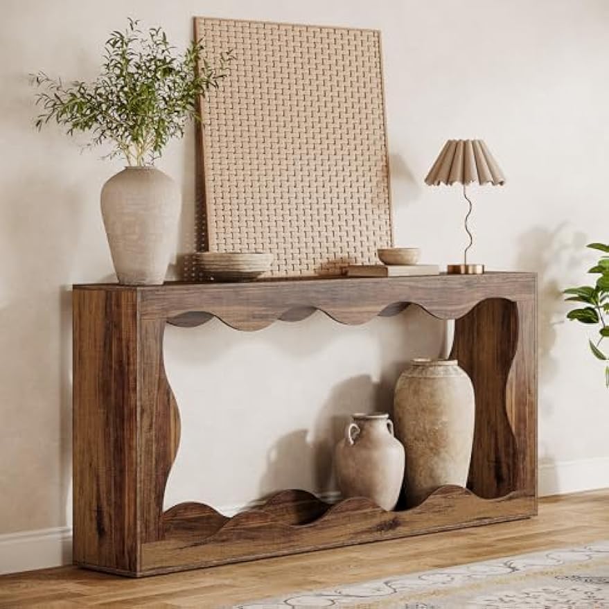 Smalle Sidetable – Smal Sideboard – Smalle Console Tafel – Smalle Bijzettafel – Smalle Haltafel – Landelijke Woonkamer Tafel – 160 cm Breed – Robuust Houten Blad