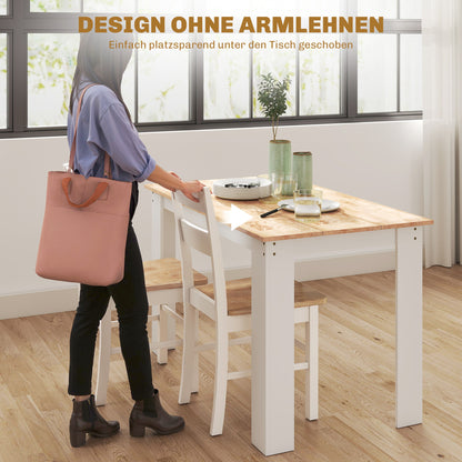 Keukenstoelen – Eetkamerstoelen – Stoelen Set – Houten Stoelen – Rubberwood Stoelen – Wit Met Gebogen Rugleuning – Ergonomisch Comfort