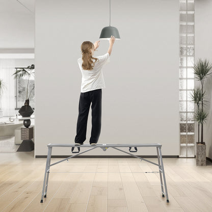 Werksteiger – Steiger – Bordes – Plateau – Werkplatform – Verstelbare Hoogte 90-150 cm – Draagvermogen 400 kg – Lichtgewicht Verzinkt Staal