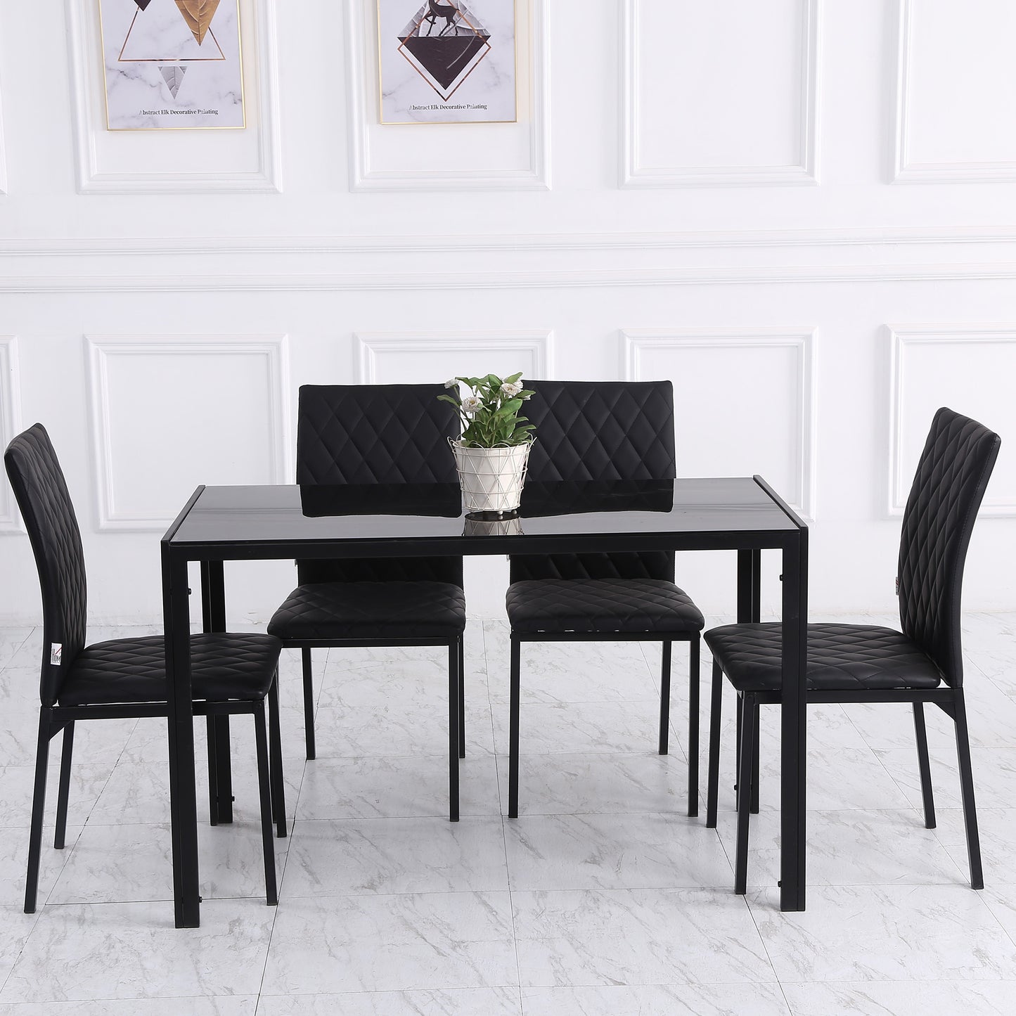 HOCMOM 4pcs Set of Chairs Dining Chairs Kitchen Chairs 41 Cm X 50 Cm X 91 Cm, Black