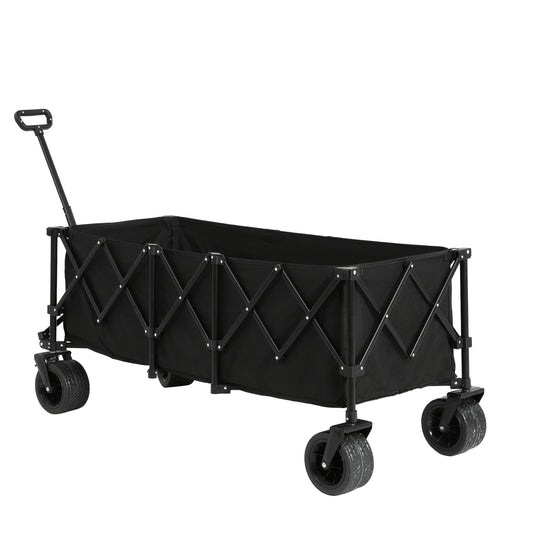 Vouwkar – Opvouwbare Bolderkar – Transportkar – Strandkar – Tuinkar – Stevig Stalen Frame – All-Terrain Wielen – Beige