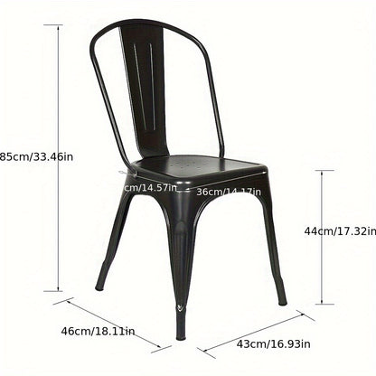 Set van 4 Industriële Metalen Eetkamerstoelen – Zwarte Stapelbare Stoelen van Duurzaam Metaal – Stevige Constructie voor Restaurant, Eetkamer of Horecagebruik (43 x 46 x 85 cm)