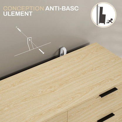 Ladekast – Ladenkast – Dressoir – Commode – Opbergkast – 6 Lades – Anti-Kantel Systeem – Houtnerf Design – 110x40x75 cm