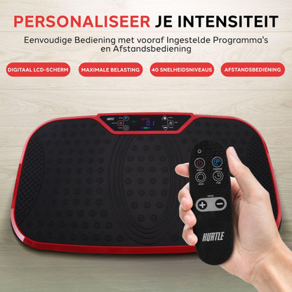 Vibration Platform Fitness Machine – Trillingsplaat – Fitness Plate – Vibratieboard – Workout Trainer – Rood – 40 Instelbare Intensiteiten – Anti-Slip Rubber