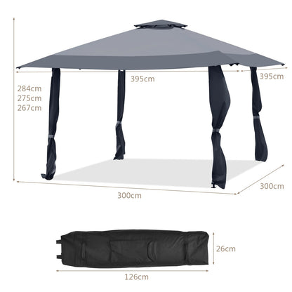 Tuinpaviljoen – Tuinprieel – Partytent – Pergola – Gazebo – 4x4 meter – Waterafstotend & UV-bescherming 50+ – Inclusief 4 muggennetten en draagtas met wieltjes