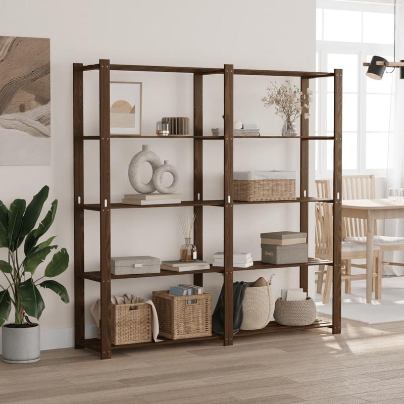 Opbergrek – Opbergrek – Stellingkast – Opbergkast – Rek – 5 Laags – Hoogwaardig Dennenhout – 170x38x170 cm – Bruin