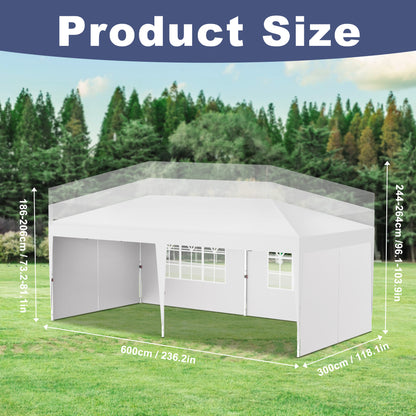 Partytent – Paviljoen – Tuintent – Feesttent – Opvouwbare Tent – 3x6m – Waterdicht Oxford Polyester – Stabiel Gecoat Stalen Frame