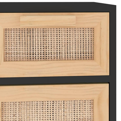 Dressoir – Opbergkast – Ladekast – Wandkast – Tv-meubel – Massief Den – Natuurlijk Rotan Accenten – Compact 60,96x30,48x74,93 cm