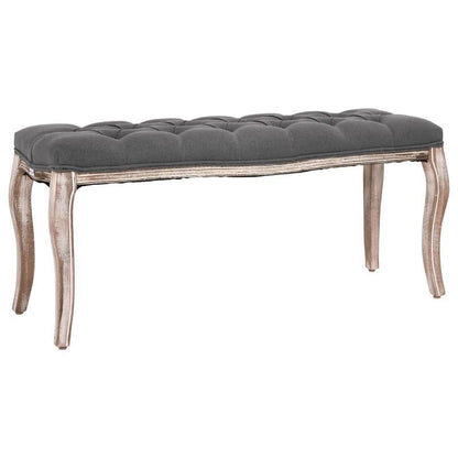 Modern Solid Wood Bench 110x38x48cm - Dark Gray Entryway Bench with Metallic Accents, Versatile Storage Stool for Living Room, Hallway & Home Decor, Storage Bench