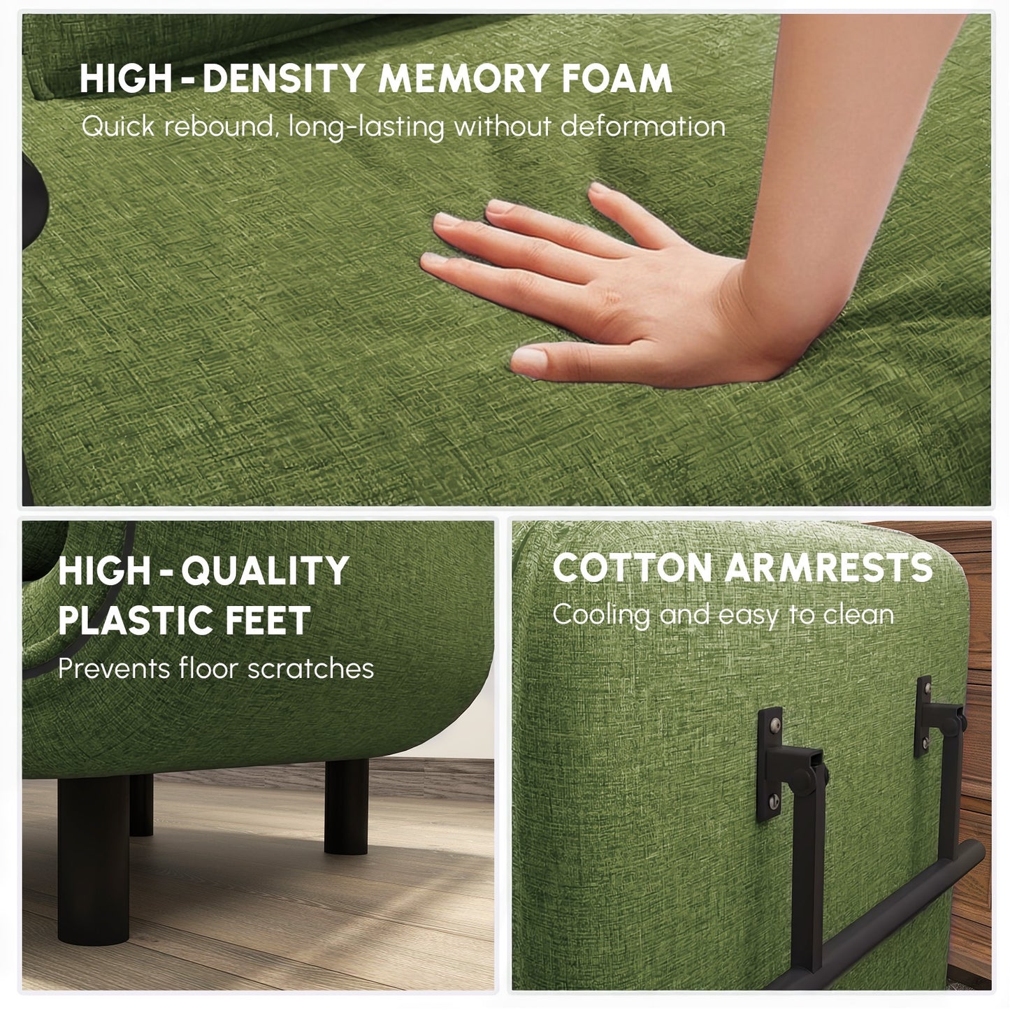 Slaapstoel – Slaapfauteuil – Slaapbankstoel – Klapstoel – Relaxstoel – Matcha Groen – Verstelbare 5-standen Rugleuning – Traagschuim Comfort