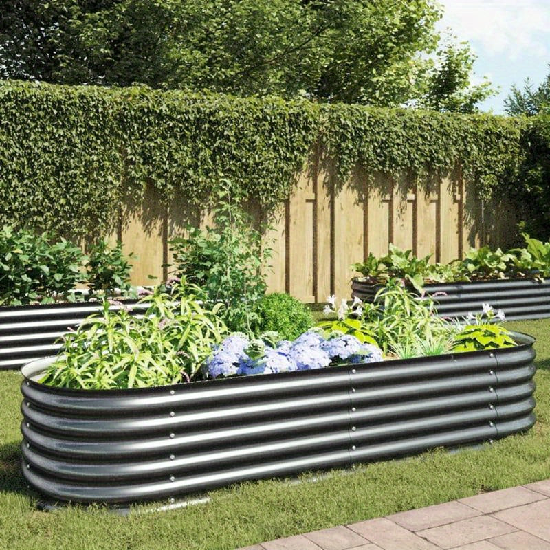 Raised Planter Box 240X80X44 Cm Made of Galvanized Gray Steel