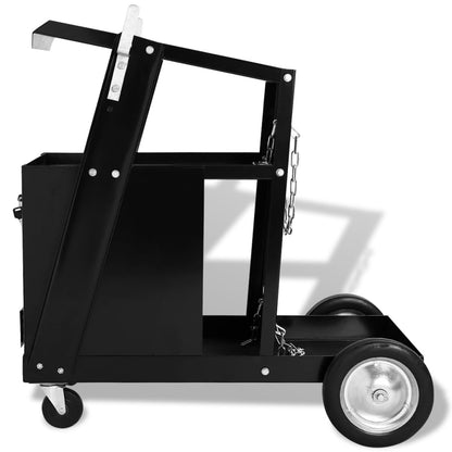 Laswagen – Laskar – Laswagen Opbergrek – Lastrolley – Werkbankwagen – Heavy-Duty Zwart Metaal – 4 Laden Met Verstelbare Plank & Wieltjes