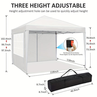 Partytent – Pop-up Tent – Vouwtent – Paviljoen – Tuintent – 3,05x3,05 m – Waterdicht & UV-bestendig – 4 Afneembare Zijwanden