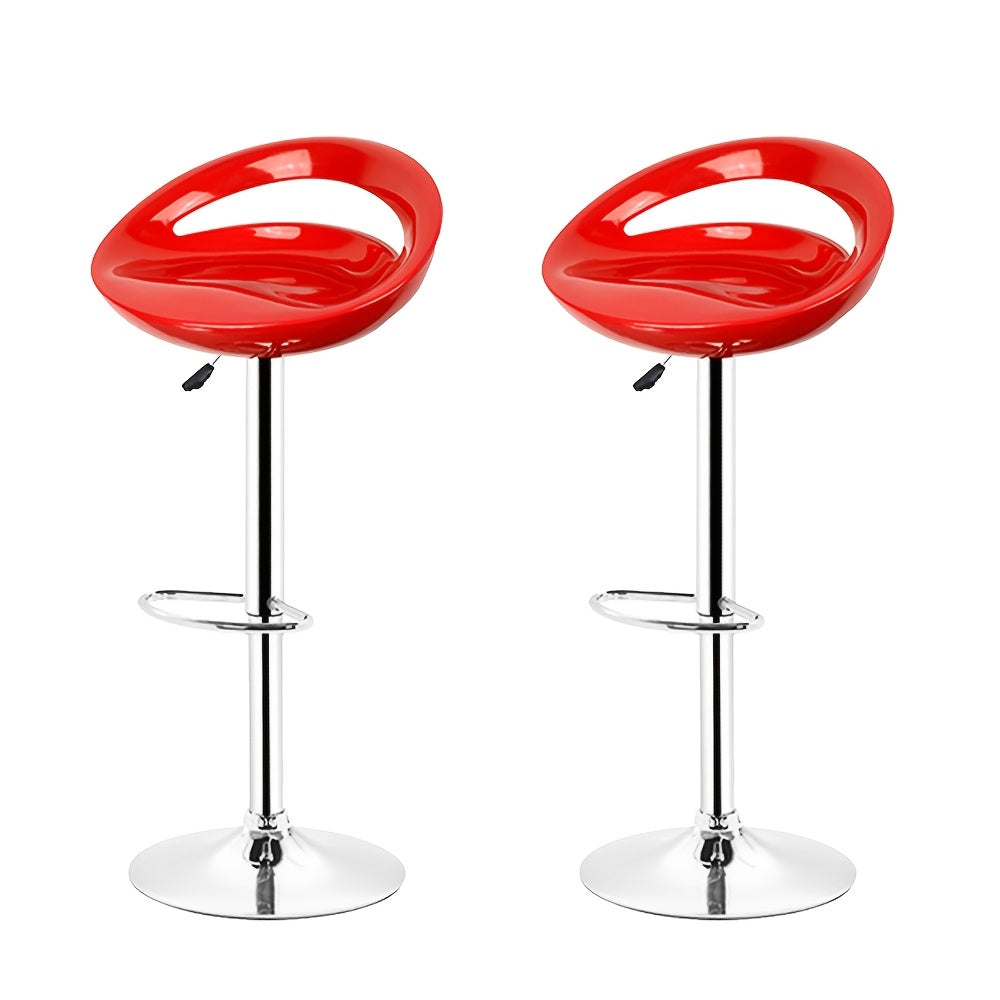 4pcs ABS Bar Stools with Footrest, Commercial Grade Heavy Duty Bar Stools, Height Adjustable 60-80cm, Modern Swivel Bar Stools for Coffee Shop/Bar/Restaurant/Office (Red), Bar Seating, Coffee Shop Stools, Stylish Seating, Con