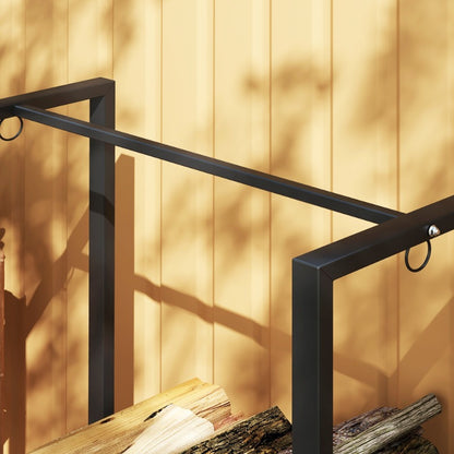 Vuurhoutrek – Houtopslag – Houtstapelrek – Houtdrager – Houtrek – Stalen Constructie – 200 kg Capaciteit – 2 Secties – Inclusief 3 Haken – Zwart – Binnen en Buiten