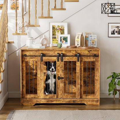 Hondenbench – Hondenkooi – Hondenhok – Hondenbench Meubel – Hondenkooi Hout – Dubbele Schuifdeuren – Stevig Houten Meubel 105x58x75,4 cm