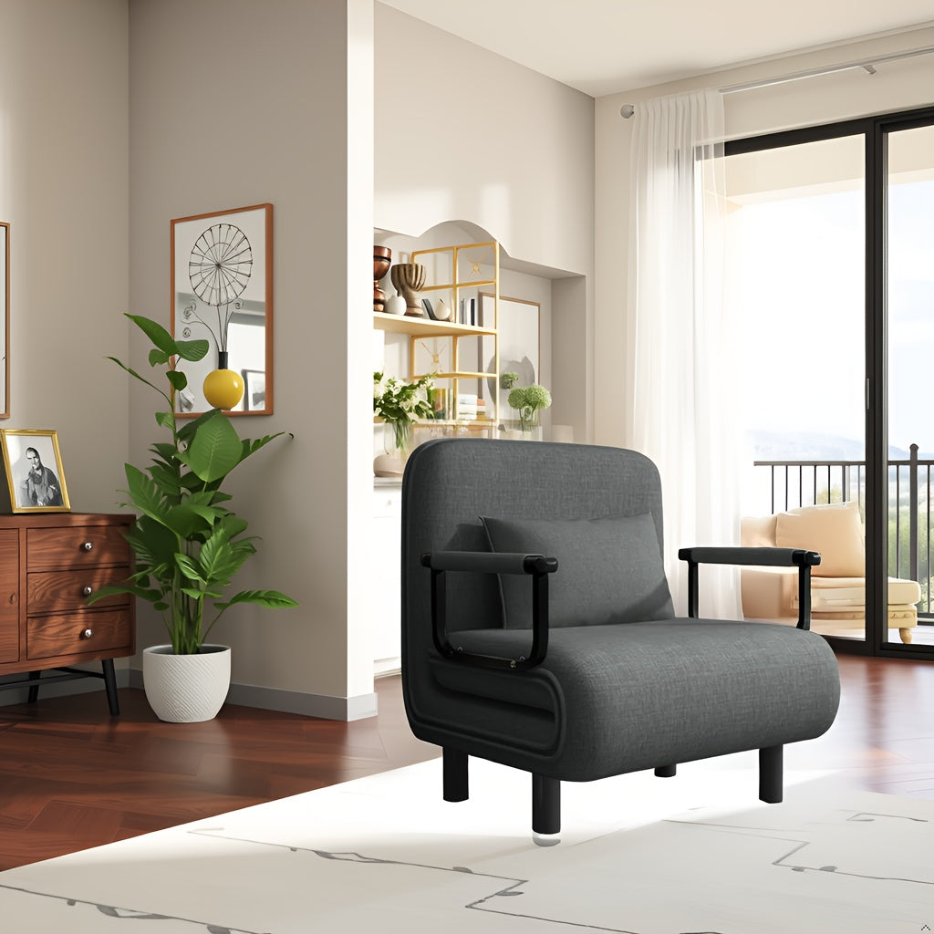 Fabulcozy 5-in-1 Foldable Sofa Bed & Office Guest Chair | Convertible for Sitting/Reclining/Sleeping | Metal Arms | Comfort Padding | Easy Setup (65/116x68x80cm)