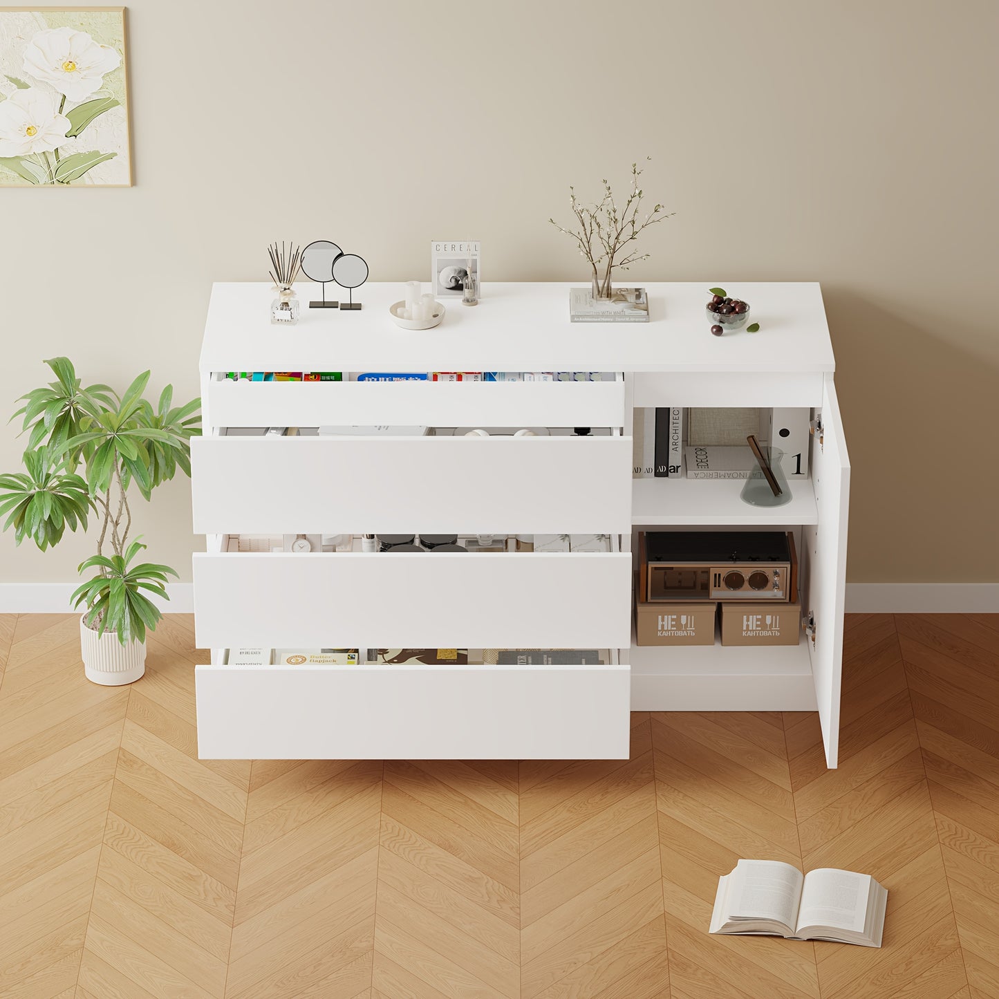 Ladeblok – Ladekast – Opbergkast – Nachttafeltje – Archiefkast – Wit – Compact Formaat – Zonder Elektriciteit