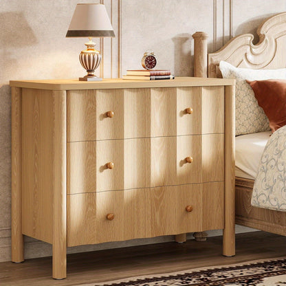 Nachtkastje – Bijzettafel – Bedside Table – Opbergkast – Ladekast – Extra Breed 80 cm – Natuur Eikenhout – 3 Lades Met Geruisloze Rails – Stevig Hout & Eenvoudig In Elkaar Te Zetten