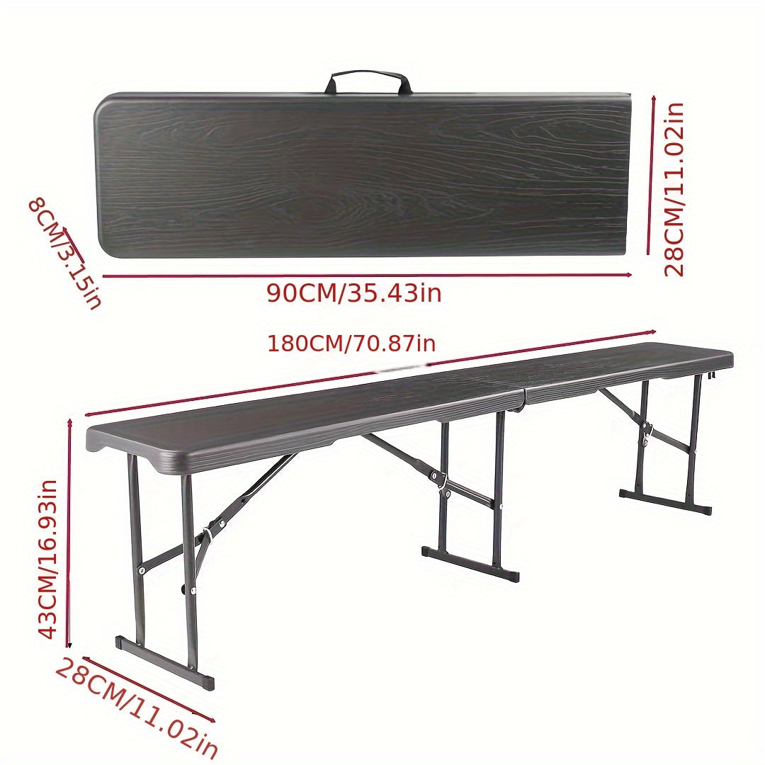 2pcs Folding Camping Bench, Foldable Garden Benches with Carrying Handle, Folding Bench Set Of 2, 183cm Outdoor Bench, Load Capacity Up to 500kg, for Picnic, Camping, Party