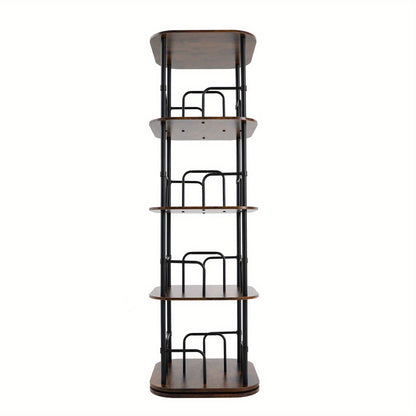 4-Tier Rotating Bookshelf | Wooden Floor Standing Book Storage Shelf, Multipurpose Use, Assembled by NaMaSyo, Utility Racks
