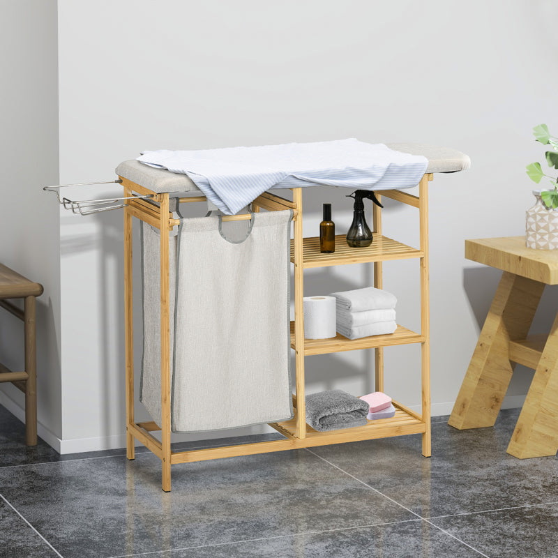 Wasmand – Wasbox – Wassorteerder – Wasbak – Wasmand Met Deksel – 57,4 Liter Inhoud – Geïntegreerde Strijkplank Met Opbergruimte