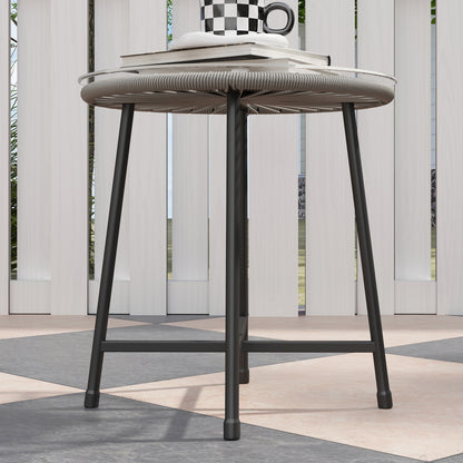 3-delige Tuinmeubelset – Buitenmeubilair – Balkonset – Bistroset – Rattan Stoelset – Donkergrijs – Weerbestendig Staal – Compact & Comfortabel