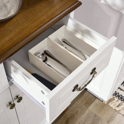 Keukenkastje – Buffetkast – Keukenkast – Opbergkast – Servieskast – Wit – 2 Lades Met Soft-Close – 76x38x182 cm Hout