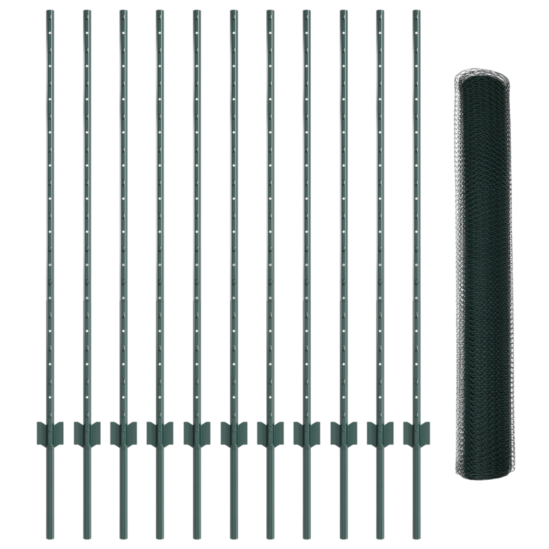 Set di Recinzione Esagonale da Giardino Set di 2 Verde Metallo