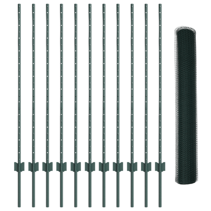 Set di Recinzione Esagonale da Giardino Set di 2 Verde Metallo