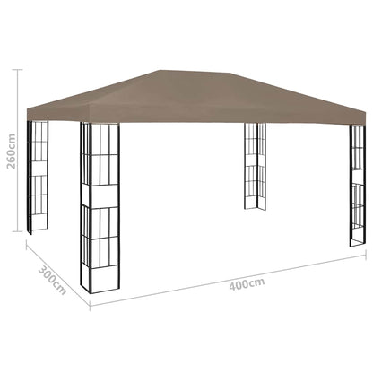 Tuinkamer – Overkapping – Prieel – Tuinoverkapping – Tuinhuisje – 3x4 Meter – Ventileerbaar Polyester Dak – Ingebouwde Sfeerverlichting Taupe