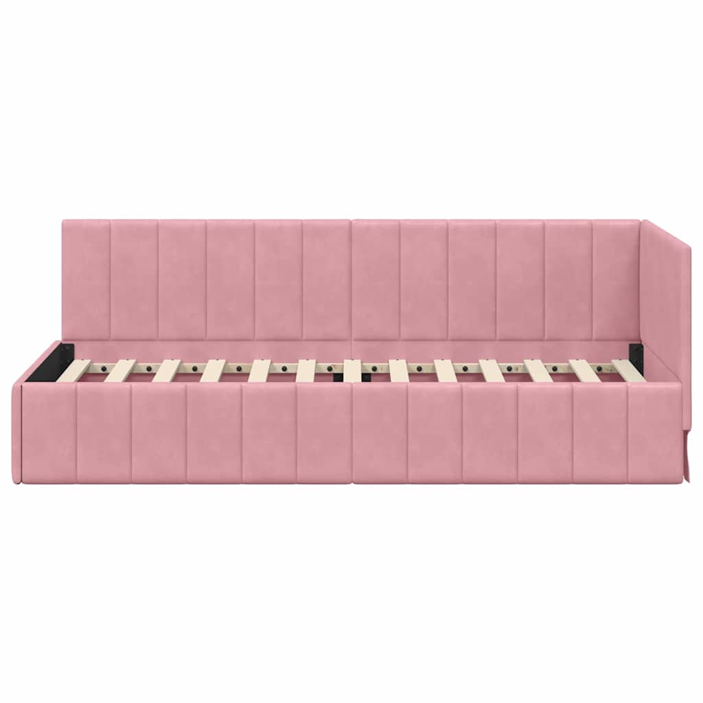 Bedframe – Bedombouw – Slaapbank – Tweepersoonsbed – Lattenbodem – Gele Velvet Bekleding – 90x200 cm