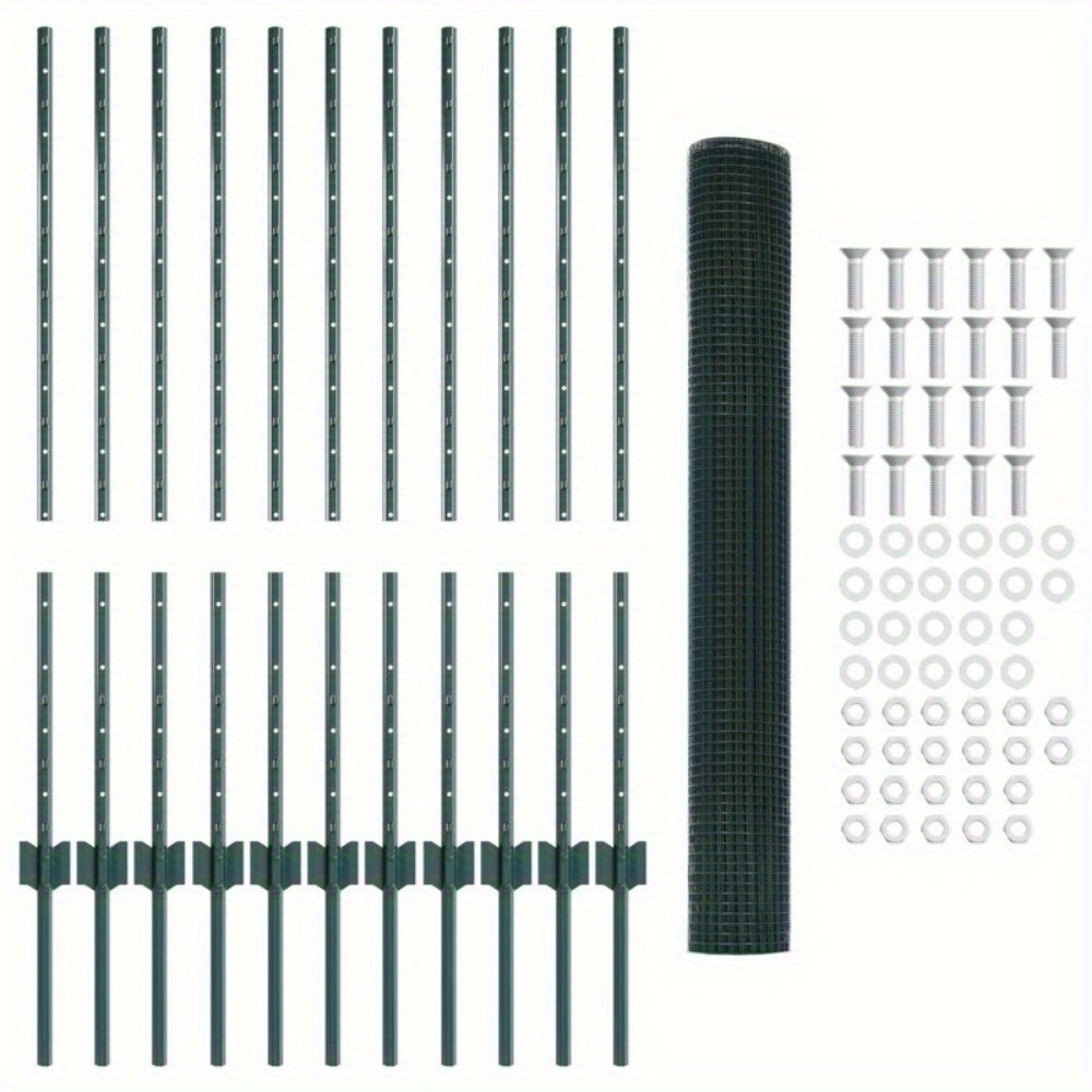 Tuinomheining – Tuinafscheiding – Tuinafsluiting – Borderafscheiding – Groen – Gegalvaniseerd Staal – 2 Sets van 1 Meter – 25 cm Hoogte
