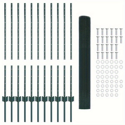 Tuinomheining – Tuinafscheiding – Tuinafsluiting – Borderafscheiding – Groen – Gegalvaniseerd Staal – 2 Sets van 1 Meter – 25 cm Hoogte