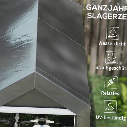 Garagetent – Opslagtent – Carport – Schuurtent – Garage Shelter – Waterafstotende Folie – Ritssluiting Deur – 2,1x3,6x2,35 m – Donkergrijs
