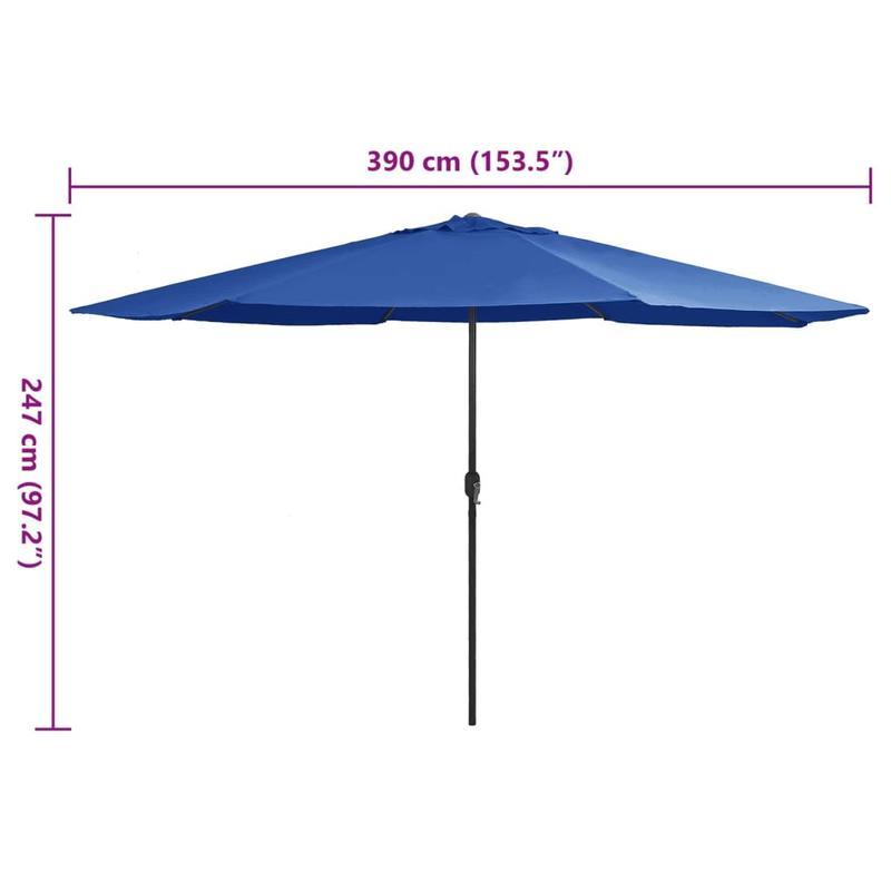 Parasol – Tuinparasol – Stokparasol – Balkonparasol – Terrasparasol – Weerbestendig – Met Metalen Mast – Ø390 cm – Blauwe Kleur