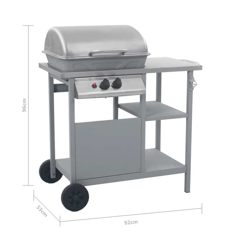 Barbecue – Buitenkeuken – Grill – Braadrooster – Gasbarbecue – Roestvrij Staal – 49x33 cm Grilloppervlak – 5,5 kW Gasvermogen