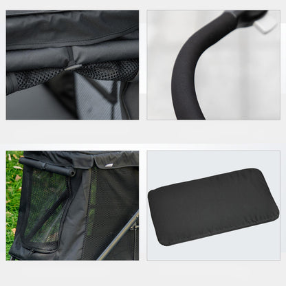Hondenfietsaanhanger – Hondenfietskar – Hondenbuggy – Dierenkar – Fietskar – 3-in-1 Design – Stevig IJzeren Frame – Geschikt tot 10 kg – Grijze Oxford Stof – Reflectoren & Veiligheidsvlag