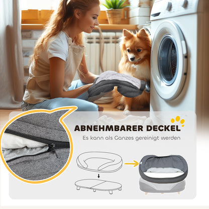 Hondenbed – Hondenkussen – Huisdierenbed – Dierenmand – Dierenkussen – Afneembare Wasbare Hoes – Antislip Poten – Grijs – 90 x 78 x 25 cm – Geschikt Tot 25 Kg