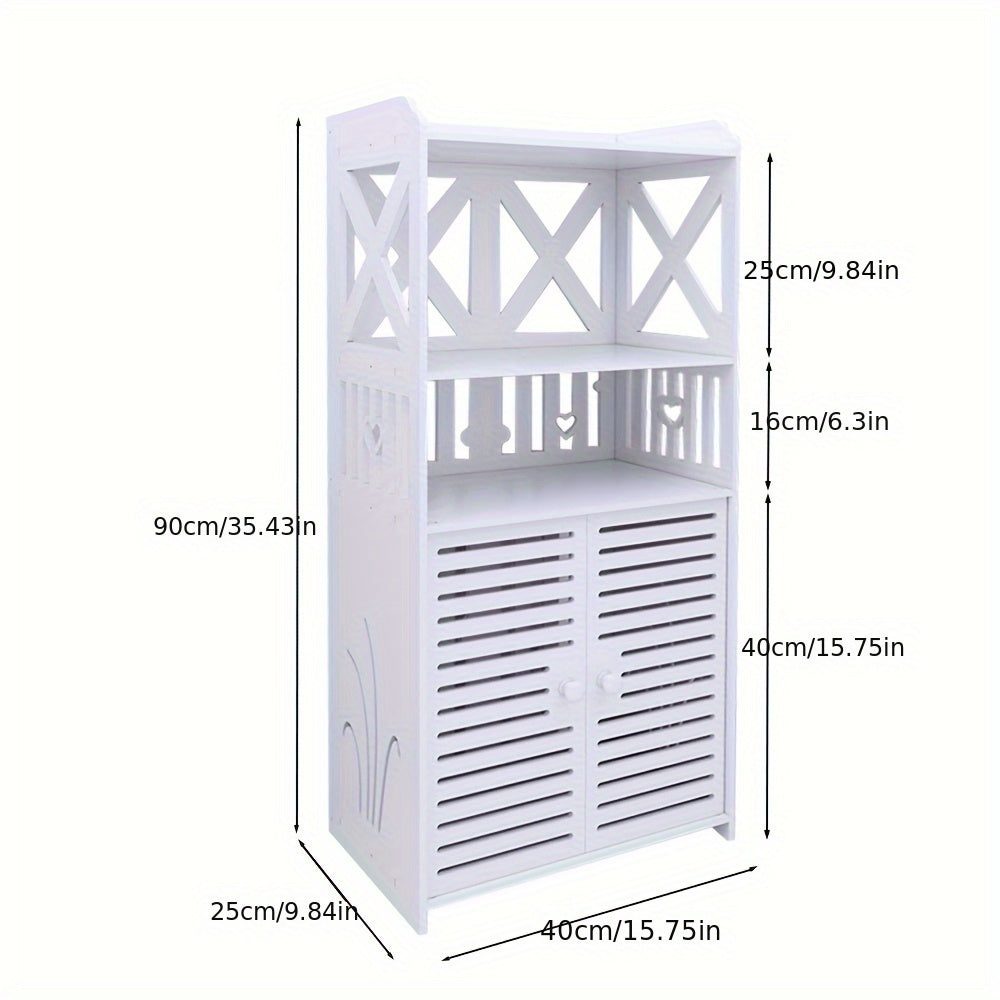 Badkamerkast – Opbergkast – Kolomkast – Badkamermeubel – Wastafelonderkast – Ruimtebesparend 40x25x90 cm – Waterbestendig PVC Met Decoratieve Uitsparingen