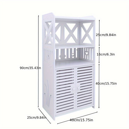 Badkamerkast – Opbergkast – Kolomkast – Badkamermeubel – Wastafelonderkast – Ruimtebesparend 40x25x90 cm – Waterbestendig PVC Met Decoratieve Uitsparingen
