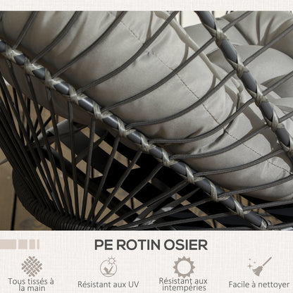 Hangstoel – Tuinstoel – Schommelstoel – Hangmatstoel – Relaxstoel – Grijs – Weerbestendig Metalen Frame – Dikke Zachte Kussens