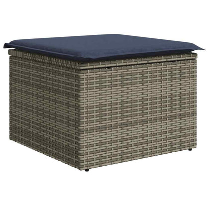 Lounge tuinset – Loungeset – Tuinmeubelset – Balkonset – Zitgroep – PE-rattan – Modulaire Set met Opbergruimte – Kussens met Afneembare Hoezen – Grijs