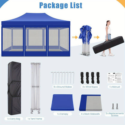 Pop-Up Tent – Overkapping – Schuilplek – Tuinkamer – Markttent – 3X4,5 Meter – Met Gaaswanden
