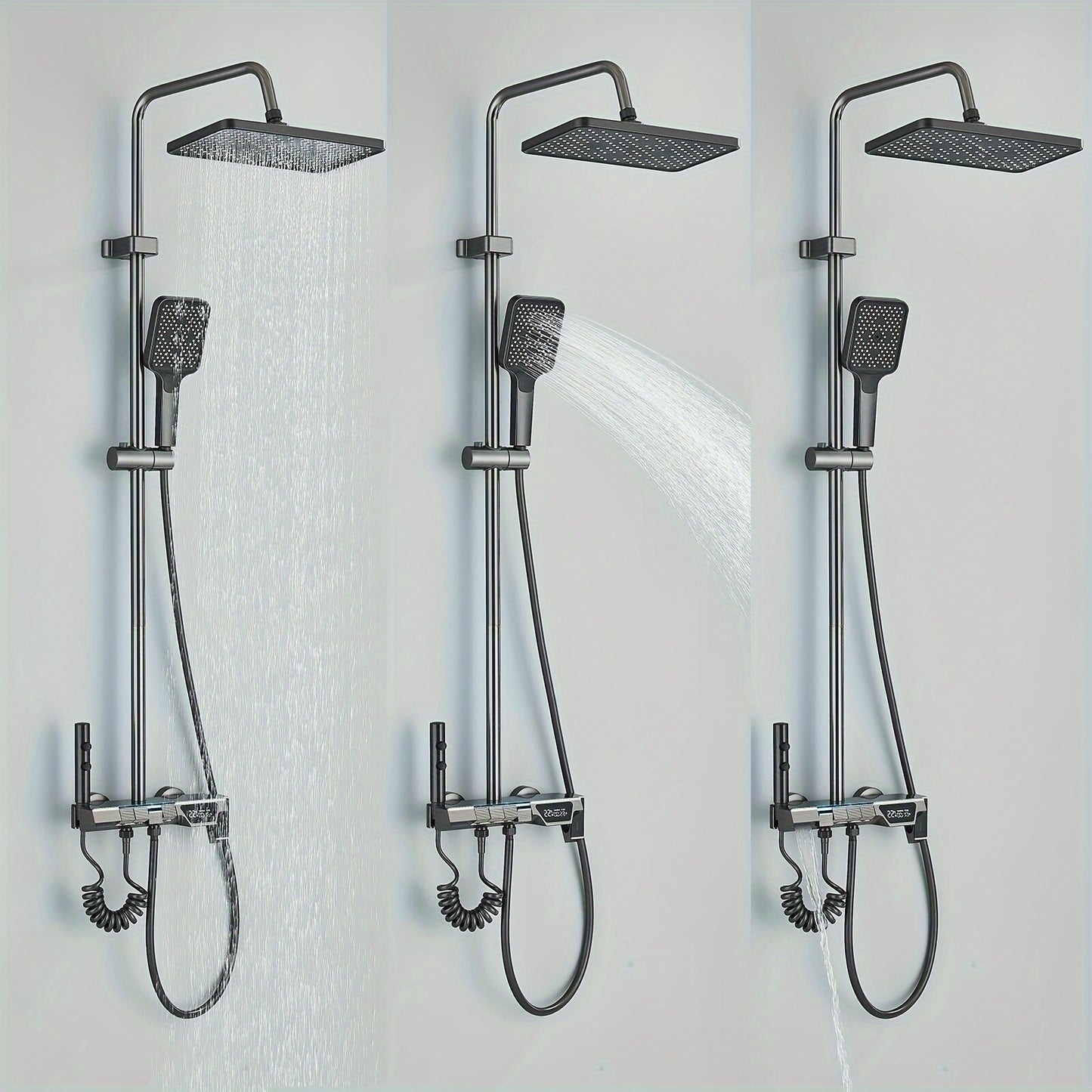 Douche Systeem – Douchekraan – Douche Set – Handdouche – Baduitloop – Grijs Design – Verstelbare Hoogte – Massagefunctie