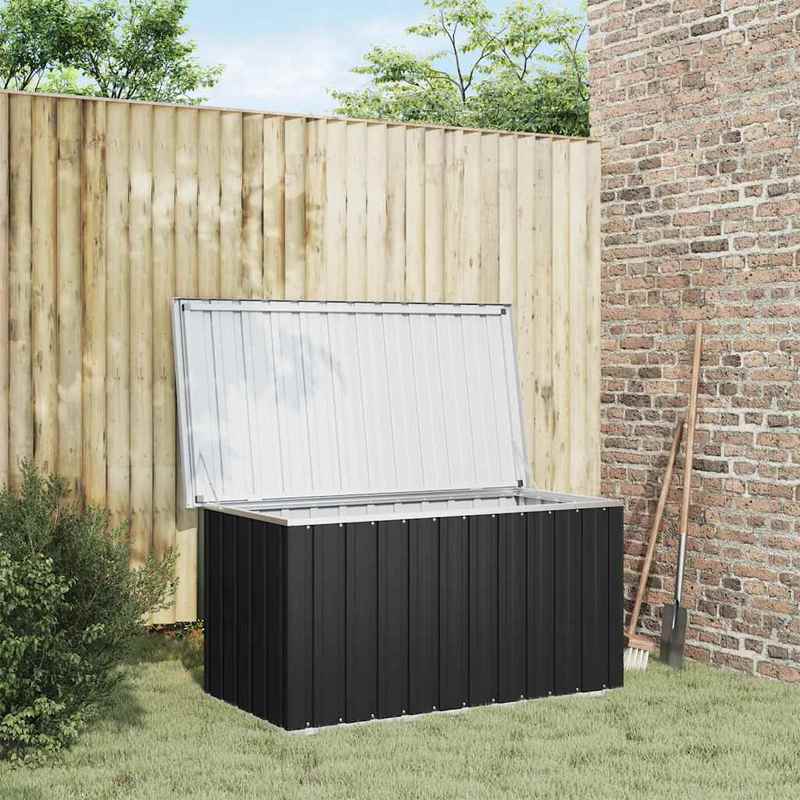 Grote Tuinopslagbox – Tuinkist – Opbergbox – Buitenkist – Tuinbak – Antraciet – Stevig Gegalvaniseerd Staal – Weerbestendig & Ruim 129x67x65 cm
