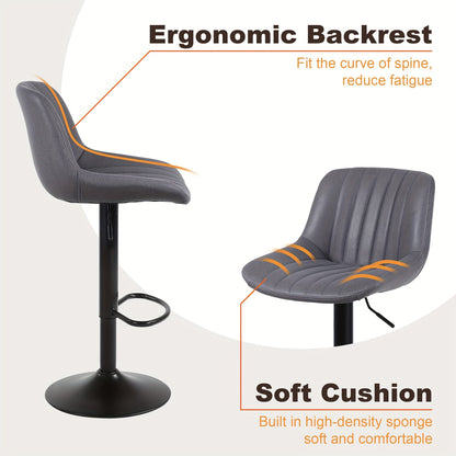 Barkrukken – Barstoelen – Krukken – Keukenstoelen – Ontbijtbarstoelen – Set Van 4 – Verstelbare Zithoogte – 360° Draaibaar Met Rugleuning